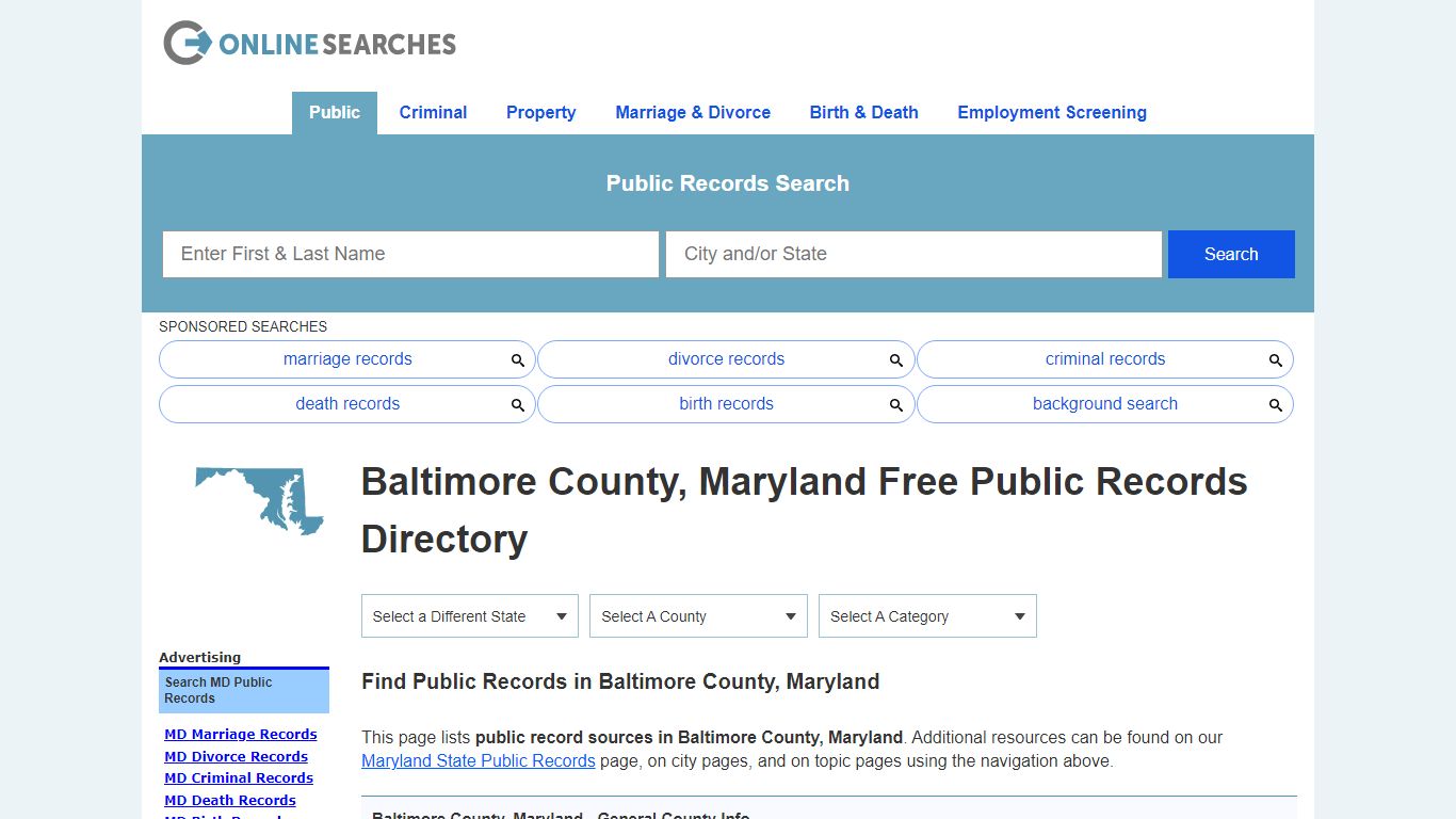 Baltimore County, Maryland Public Records Directory