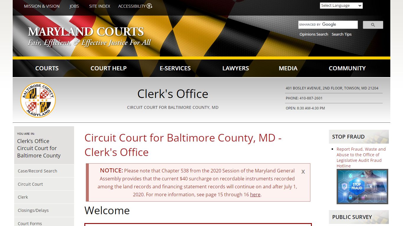 Circuit Court for Baltimore County, MD - Clerk's Office